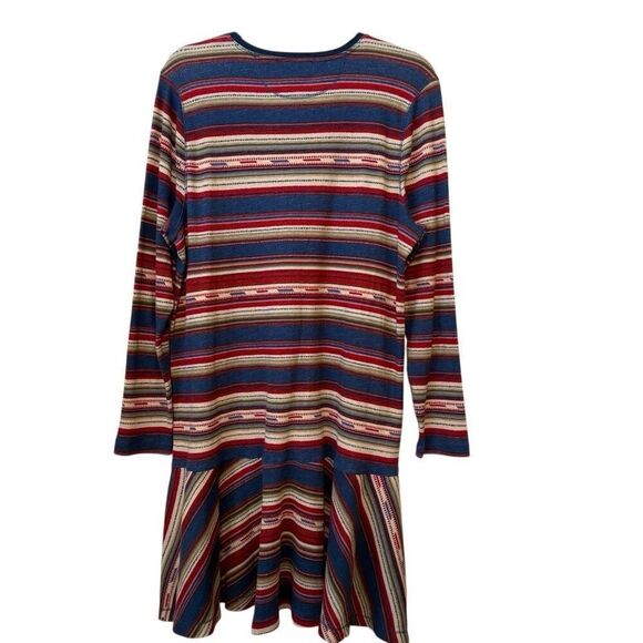 LRL Lauren Jeans Co. Vtg Southwest Dropped Waist Waffle Knit Dress Sz 1X - Picture 2 of 11